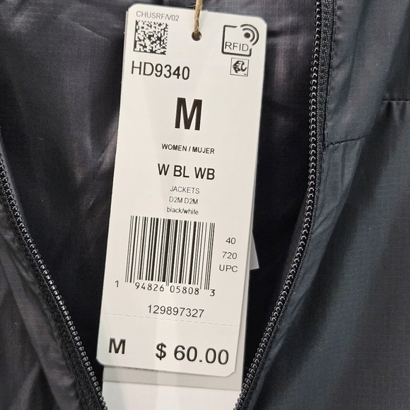 ADIDAS Women's Aeroready Black and White Windbreaker Running Jacket‎ Size M - Picture 3 of 16